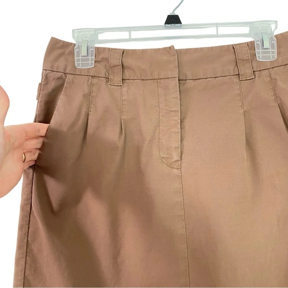 Anthropologie Elevenses Tan Skirt Womens Size 6 Small Safari Pleated Pockets